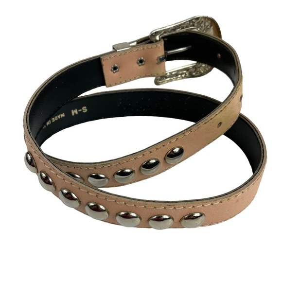 Vintage Western Studded USA Made Small-Medium Vegan Leather Rodeo Style Belt S-M - Picture 6 of 16